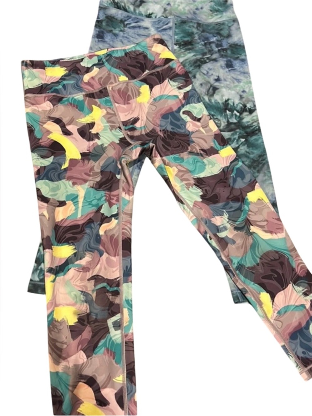 Athleta Kids Teal, Yellow & Purple Abstract Leggings bundle